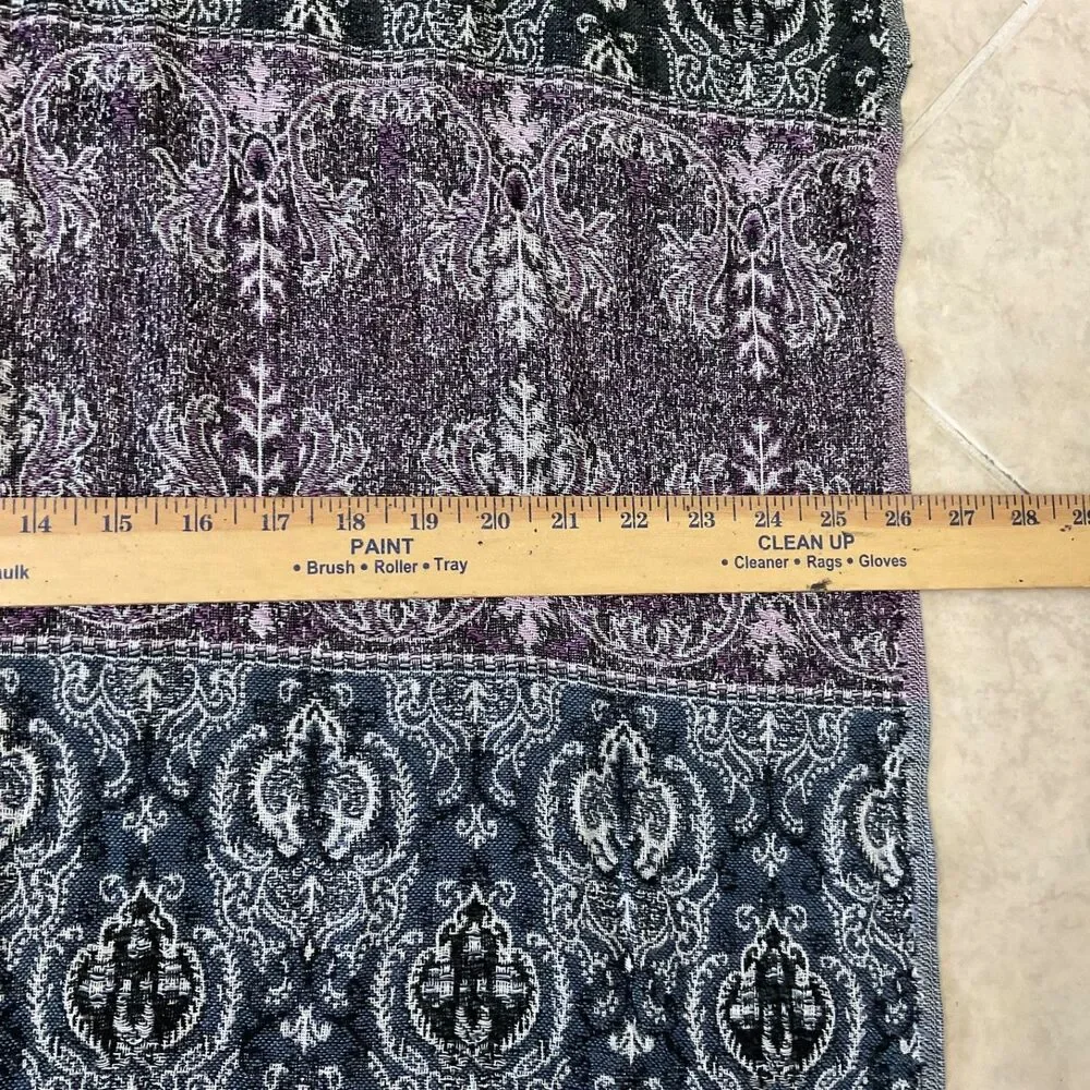 Chico's Wrap Shawl Stole Cardigan beaded black purple Fringed Hem approx26”x81”